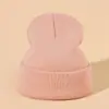 Gorro Fluorescente de Doble Capa de Color Sólido con Logo Bordado Personalizado, Gorro de Lana Tejido Grueso Térmico de Invierno