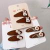 Pinza para el pelo de niños estilo Mori vintage para Otoño e Invierno, clip BB estilo Minimentary color marrón leche, clip para flequillo de conejo de dibujos animados y flor para mujer