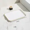 Bandeja rectangular de plástico estilo lujo ligero negro con borde dorado para uso doméstico en la sala de estar, para colocar tazas de té, platos, frutas y bocadillos