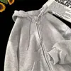 Jaqueta cardigan com zíper cor sólida estilo high street americano para homens e mulheres, marca da moda, moletom simples casual soltinho para casais