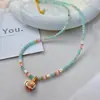 Collar con Colgante de Esmalte Jixiang y Piedra Natural para Mujer, Cadena de Clavícula Ligera de Lujo Nicho de Verano, Joyería de Cadena para el Cuello con Perlas de Alta Gama