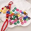 Jenga Colorido DIY Hecho a Mano Cadena para Teléfono Móvil con Cuentas Llavero Colgante Accesorios con Cuentas Agujero Grande Cuentas de Partición Ondulada