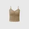 Top Camisola de Encaje para Mujer con Copas Acolchadas Integradas, No Necesita Sujetador, Copas Fijas, Se Puede Usar como Ropa Interior o Exterior, Espalda Sexy Hermosa, Top Delgado