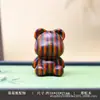 Talla en madera de sándalo arcoíris, diseño de oso lindo, accesorios creativos de cuentas DIY, pulsera y adornos colgantes de madera