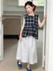Conjunto de Camiseta sin Mangas tipo Muñeca y Pantalones de Pierna Ancha para Niñas de Verano, Ropa Nueva para Niños, Conjunto de Dos Piezas de Camiseta sin Mangas y Pantalones Cortos para Niñas