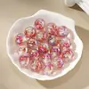[Fluorescente] Mar de Flores Furo Reto Contas Redondas 16mm Contas Artesanais DIY Pulseira Corrente de Mão Acessórios para Bolsa
