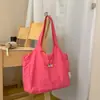 Bolso de lona con cremallera color rosa dopamina de verano para mujer, estilo coreano, bolso de hombro casual y versátil, adecuado para el ocio y el trabajo