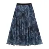 Saia de Renda Estampada com Tinta Inspirada no Design da Feiyuan para Mulheres, Nova Moda para o Início da Primavera, Versátil para o Dia a Dia, Saia com Barra Larga
