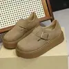 Zapatos Birkenstock completamente cerrados de suela gruesa 2026 nuevos primavera/otoño slip-on marrones retro zapatos sencillos ligeros zapatos Birkenstock para mujer