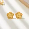 Brincos de Aço Titânio Populares de Trevo de Cinco Folhas Transfronteiriços para Mulheres, Brincos de Alta Qualidade, Novo Estilo, Brincos Elegantes, Modernos, Luxo Leve, Não Desbota