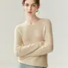 Nuevo Suéter 100% Cachemira Pura Otoño/Invierno 2026 para Mujer Cuello Redondo Ajustado Jersey de Punto Suéter Base Manga Larga