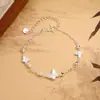 Pulseira Borboleta Laser com Contas Redondas Feminina 2024 Nova Moda Elegante Luxo Leve Nicho Exquisito Simples Joia de Alto Padrão