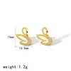 Pendientes de cisne de esmalte de color creativo, frescos y dulces, transfronterizos, color de moda, acero inoxidable de lujo para mujer