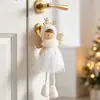 Novos Enfeites de Natal Chifres Rosas Pingentes de Anjinho Árvore de Natal Pequenos Pingentes Decoração de Cena com Renda