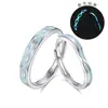 Anillo Abierto de Plata de Ley S925 Pareja Qingluan Par Fluorescente Hombres y Mujeres Anillo Sencillo Anillo Regalo de Cumpleaños para Novio y Novia