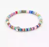 Pulsera de Cruz de Arcilla Suave de Colores de 6 mm con Cordón Elástico, Pulsera Estilo Viajero, Moderna y Única