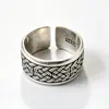 Anillo Abierto Nudo Celta Infinito Chiba Taiyin Patrón Tejido Repujado Envejecido Retro Anillo Ajustable para Hombres