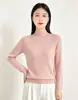Camisa Base de Diseñador Andi de Terciopelo para Mujer, Nuevo Suéter de Punto Suave de Manga Larga Otoño/Invierno con Cuello Semi Alto y Detalle de Pedrería
