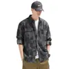 Camisa de Trabajo Retro de Peso Pesado Estilo Americano para Hombre, de Manga Larga, Nuevo Modelo Primavera y Otoño 2026, Marca de Moda, Camisa de Cuadros Tejidos de Color