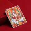 Pintura Thangka Personalizada Dourada da Vida Passada e Presente do Quinto Bodhisattva Manjushri, Núcleo de Pintura Thangka Semipintado à Mão da Raposa de Nove Caudas, Oito Santos Protetores