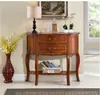Mesa console estilo americano armário console de madeira maciça mesa console semicircular estilo europeu decoração de hall de entrada contra a parede armário de armazenamento de chá e água