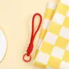 Llavero de Peluche de Cuerda Tejida a Mano de Color Sólido Lanyard Corto Portátil para Teléfono Colgante Decorativo para Bolso