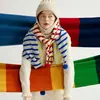 Chal Rayado Estilo Coreano para Mujer, Adecuado para Otoño e Invierno, con un Toque de Lujo Ligero y de Gama Alta, Hecho a Mano con Bolas de Punto, Chaleco de Punto, Calentador de Cuello Cálido