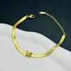 Aço Titânio Elegante Simples Lâmina de Borboleta Corrente Colar Pulseira Sem Cor Feminina Dourado Moda Conjunto Versátil Acessórios