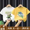 Nueva Camiseta Casual de Verano 2026 100% Algodón Puro Cuello Redondo Manga Corta para Niños con Letras Estampadas de Corte Holgado