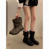 Botas de Media Caña Retro con Plataforma y Tacón Grueso para Mujer 2025 Nuevas Botas Individuales Botas Cortas Apiladas Otoño Invierno Botas Martin