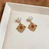 Pendientes de Colgante de Flor de Circonita Estilo Retro de Corte Pendientes Niche Moda de Gama Alta Collar Simple Versátil Juego de Joyería