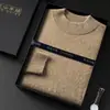 Caixa de Presente Suéter Masculino de Caxemira Gola Meia-Alta Lã Grossa Quente Malha Casual Camada Base Suéter de Caxemira de Cabra Inverno