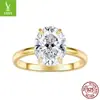 Nuevo Anillo de Compromiso Yinziyun de 3.5 Quilates de Circonita Corte Oval, Anillo de Lujo y Brillante de Plata de Ley S925