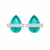 Pingente gota d'água azul Paraíba para mulheres, anel de planeta flutuante cravejado de diamantes, luxo leve, brincos de diamante verde requintados de nicho