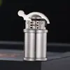 Hy756 Compacto Mini Couro Antigo Isqueiro a Querosene Roda de Afiar Chama Aberta Isqueiro à Prova de Vento Estilo Retrô