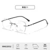 Óculos Retro Cat-Eye Sem Aro Casual Cavalheiresco Feminino Anti-Luz Azul Lentes Planas Combinação de Artesanato Hastes com Ponto Lacrado Atacado