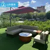 Móveis de Combinação de Mesa de Centro Sofá de Madeira Maciça Teak Simples para Exterior Pátio Externo Villa Ponto Turístico Jardim Design Criativo