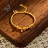 Pulseira de Moeda Estrela e Lua Flor de Cerejeira Banhada a Ouro Antigo Estilo Xiaohongshu para Mulheres, Design de Moeda Quadrada, Joia de Mão Versátil de Nicho