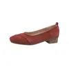 1040-13 Zapatos Planos de Gamuza de Punta Cuadrada Bajos para Mujer, Nuevas Llegadas de Otoño, Slip-Ons, Perfectos con Faldas, Zapatos Mary Jane