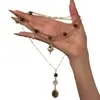 Colar com Pingente de Nó Chinês Olho de Gato Maillard Vintage, uma Corrente de Clavícula de Alto Padrão Dupla Face