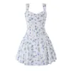 Vestido Floral Elegante e Doce Estilo Francês, Novo Modelo de Verão, Acinturado, Justo ao Corpo, Valoriza Figuras Baixas, Vestido Curto Sem Alças