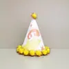 Sombrero de fiesta de cumpleaños al por mayor sombrero de cumpleaños con letra dorada sombrero de pompón sombrero de cumpleaños plateado para niños sombrero puntiagudo