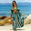 Vestido Largo Estampado de Cuello en V Estilo Bohemio Nuevo 2026, Cubre-traje Holgado Protector Solar, Vestido para Vacaciones en la Playa