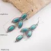 Pendientes con Colgante de Flor de Turquesa en Forma de Gota y Estampado de Leopardo, Estilo Bohemio, Nuevos Accesorios para Orejas de Estilo Europeo y Americano de Heming Jewelry