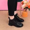 Botines Bajos Planos para Mujer 2025 Otoño e Invierno Nuevos Punta Redonda con Cordones Estilo Británico Suela Suave Forro Polar Botas Cálidas Botas Sencillas
