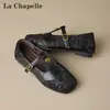 Diseño Sencillo, Elegantes Zapatos de Ballet de Punta Cerrada, Alto Atractivo Estético, Cómodos Zapatos para Mujer con una Sola Correa, Zapatos Planos de Cuero Retro Mary Jane