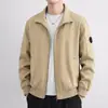 Chaqueta de solapa lavada de algodón puro para hombre, nueva prenda exterior casual de primavera/otoño con cuello de béisbol, estilo workwear holgado y versátil