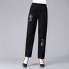 Pantalones de pana para otoño e invierno de la abuela con forro polar, pantalones para señoras mayores, pantalones de algodón bordados para madres, ropa de invierno engrosada para personas de mediana edad y mayores