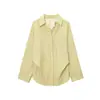 Venta al por mayor transfronteriza 2025 Verano Nuevo Camisa Rayada Amarilla Holgada Nueva Versátil Camisa Casual Top de Manga Larga