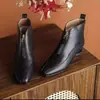 Botines elegantes y versátiles de punta fina, tacón grueso, suela blanda y cómodos para mujer, nueva colección de invierno 2026, forrados de felpa y cálidos, botas Martin para mujer
